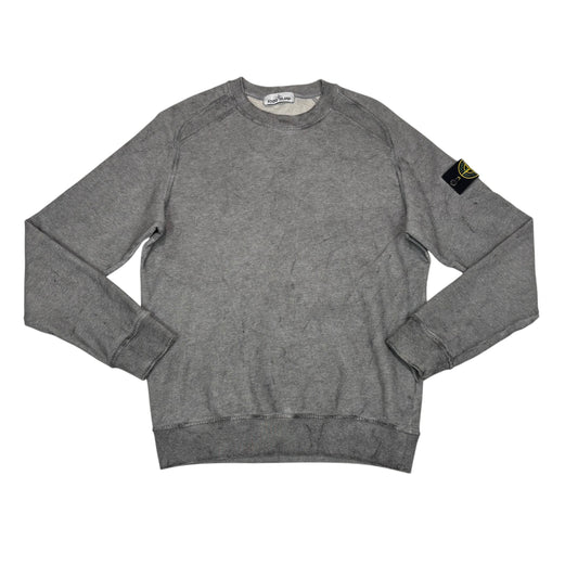 Stone Island Grey Dust Treatment Compass-Patch Crewneck Jumper
