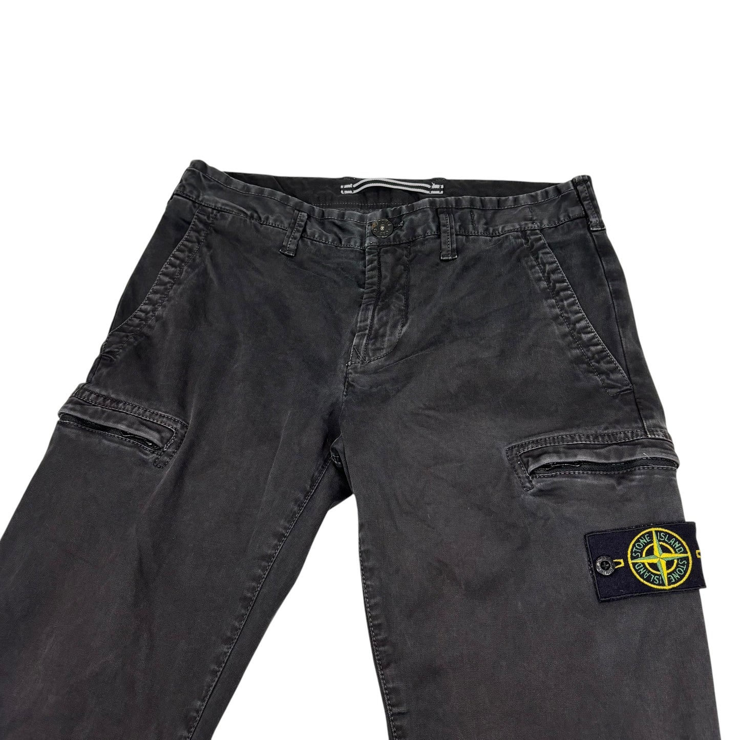 Stone Island Black Compass-Patch Cotton Cargo Trousers