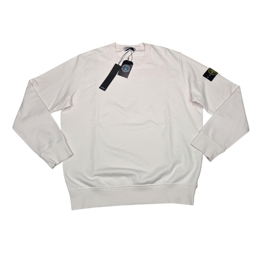 Stone Island White Compass-Patch Crew Neck Jumper