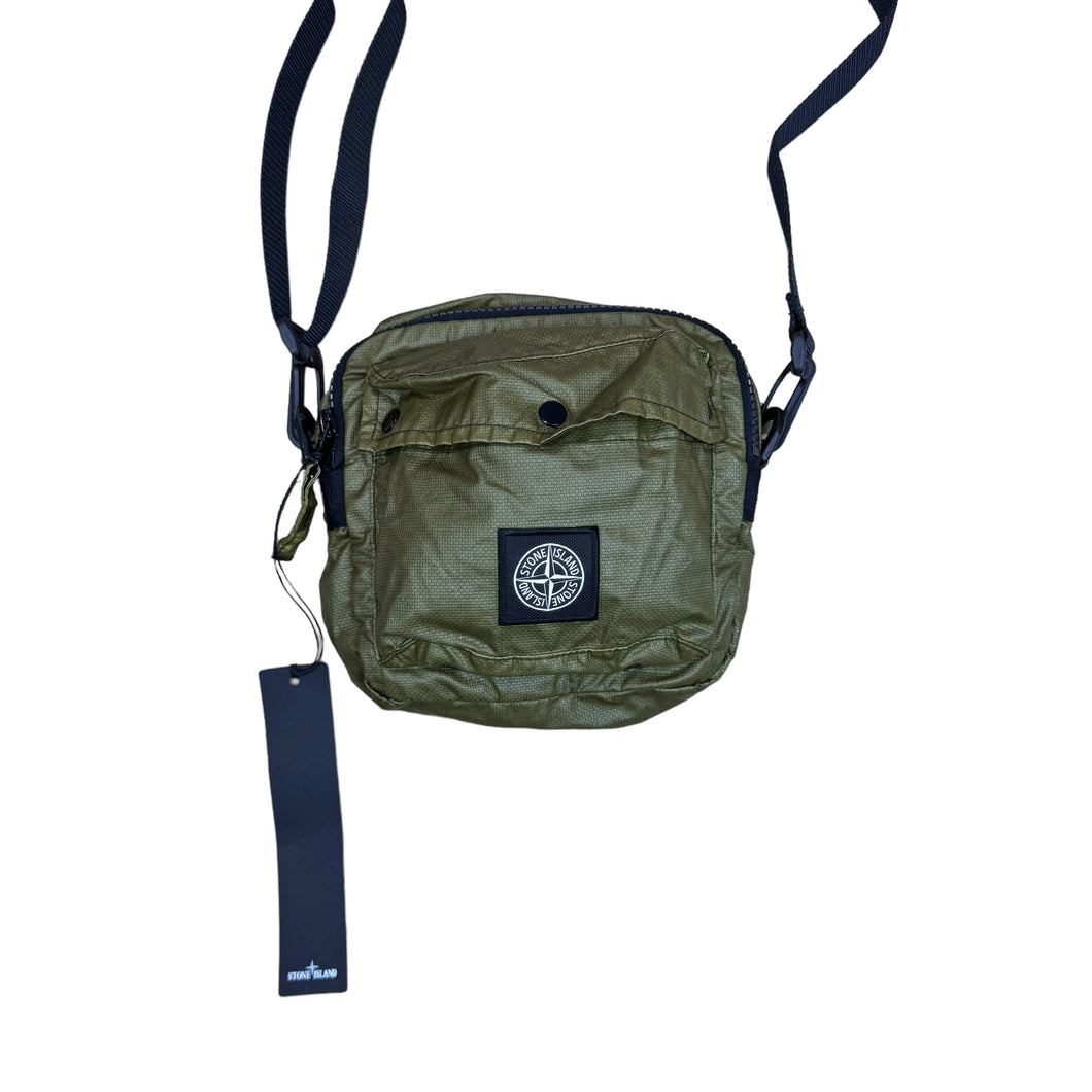 Stone Island Khaki Green Adjustable Patch Logo Mussola Gommata Side Bag