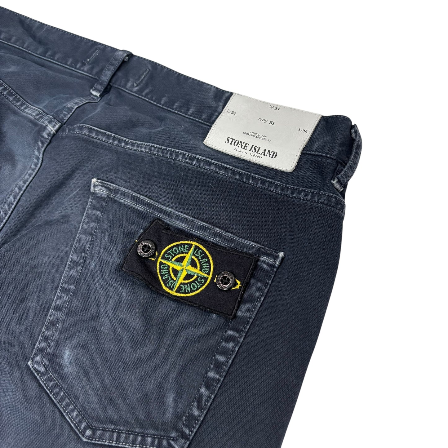 Stone Island Navy Blue Compass-Patch Brushed Cotton Trousers
