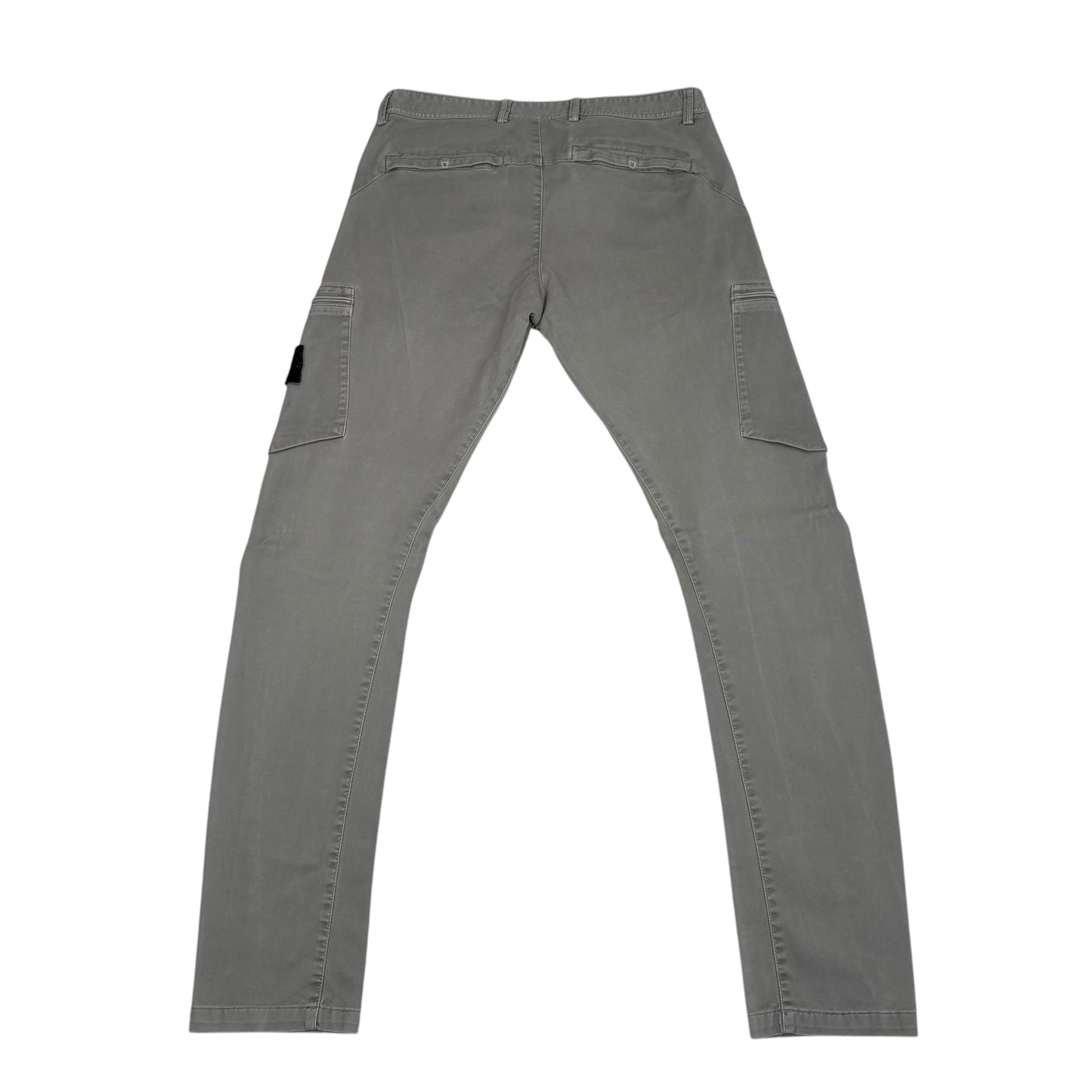 Stone Island Light Grey Zip Pocket Brushed Cotton Cargo Trousers