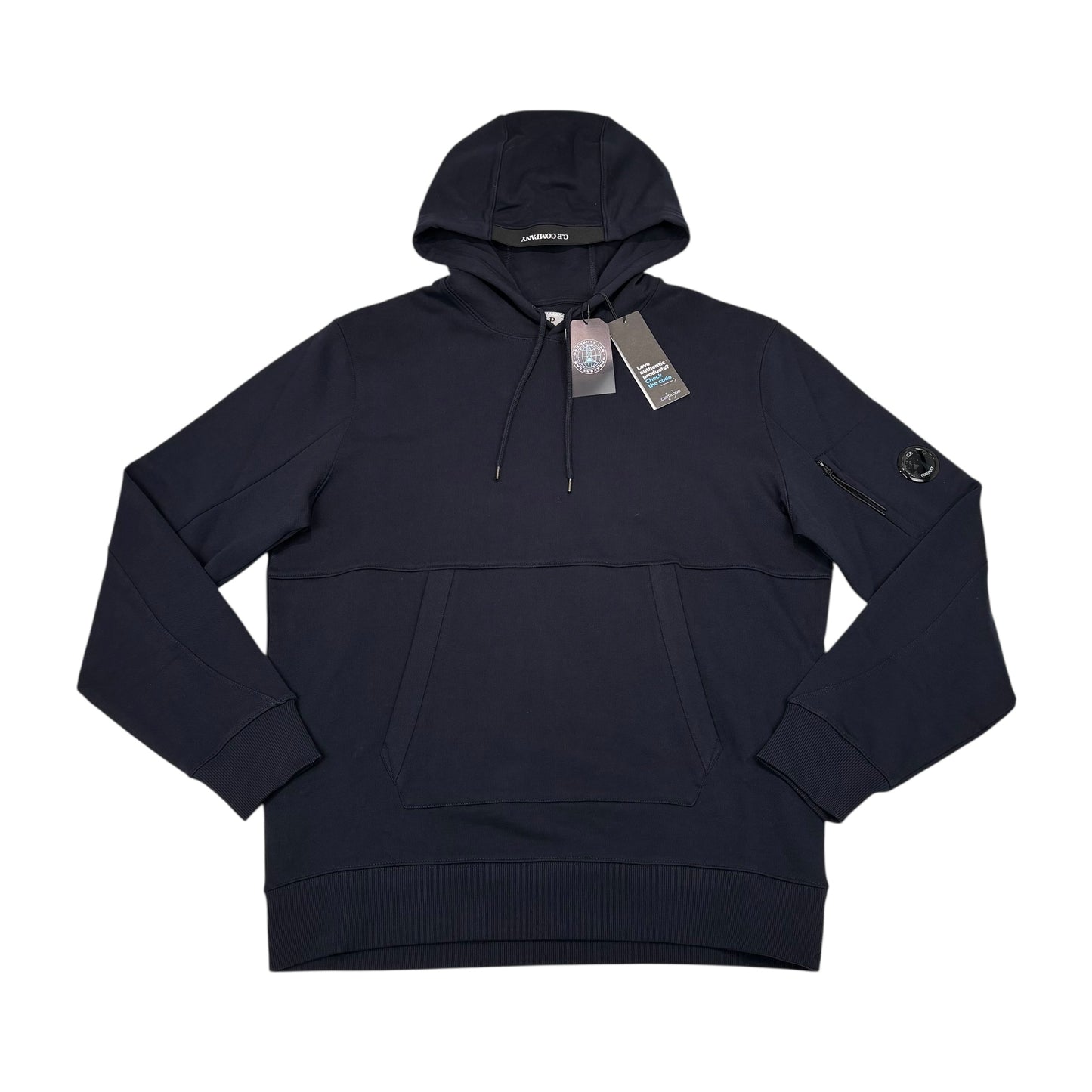 CP Company Navy Blue Single Goggle Diagonal Fleece Hoodie