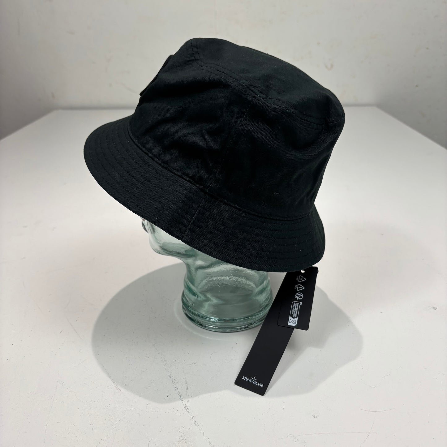 Stone Island Black Embroidered Logo Bucket Hat