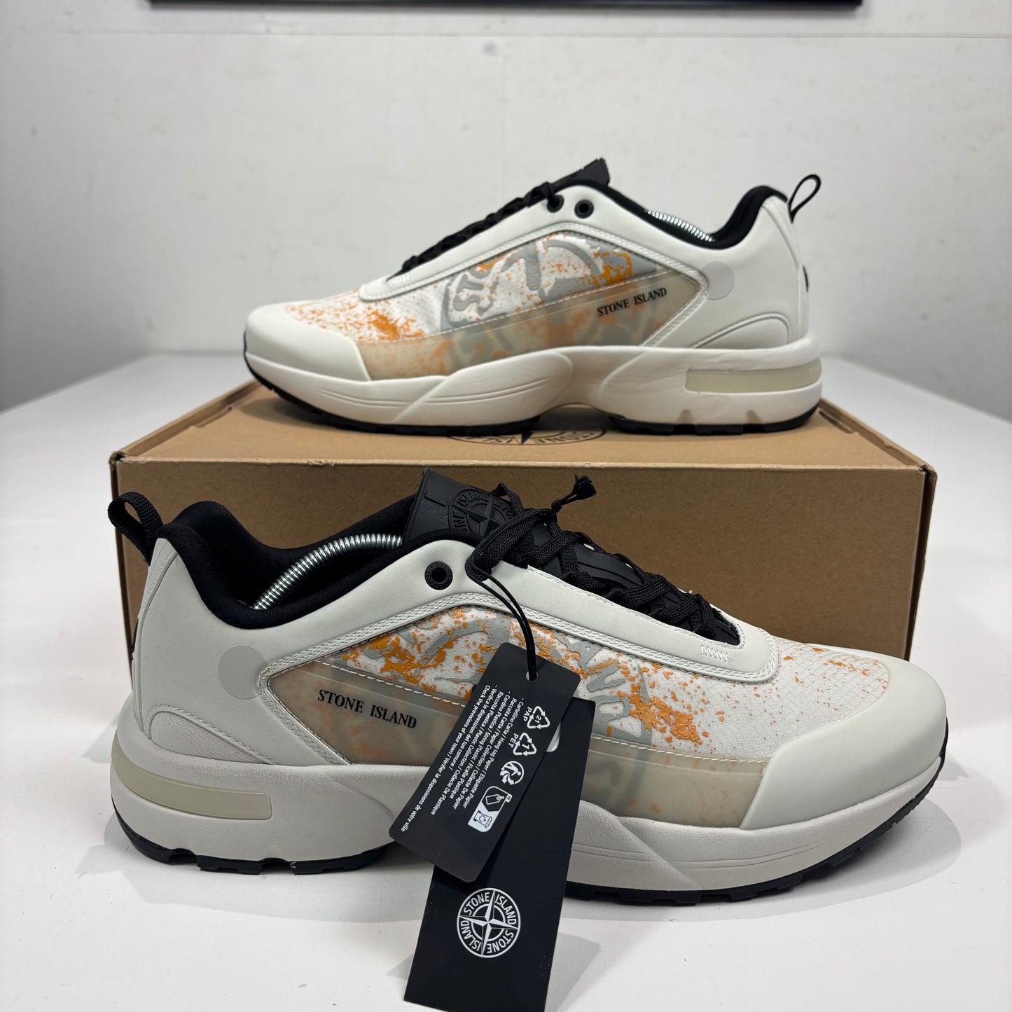 Stone Island White with Orange Details Men’s Trainers