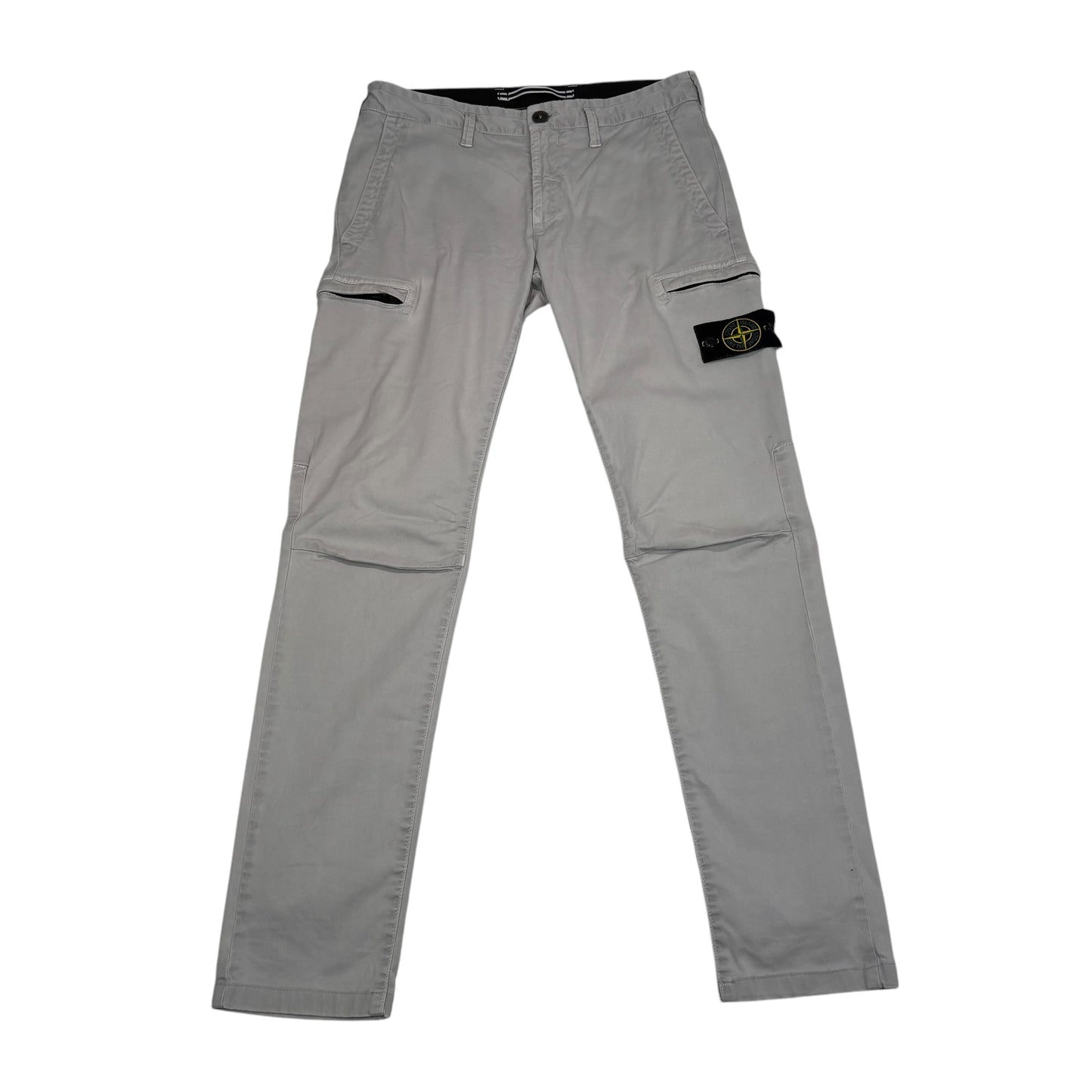 Stone Island Light Grey Compass-Patch Cotton Cargo Trousers