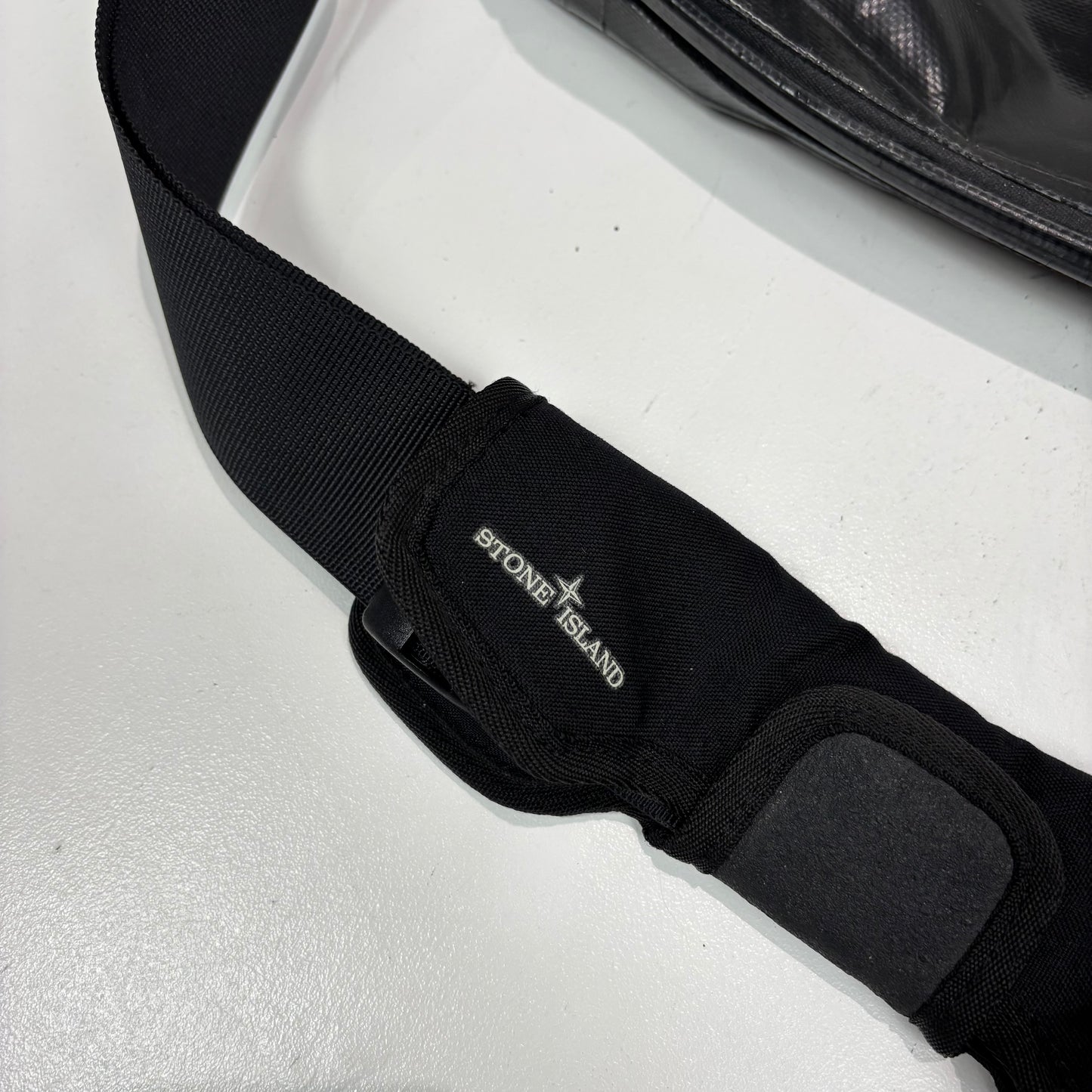 Stone Island Black Waterproof Spell Out Logo-Print Bag
