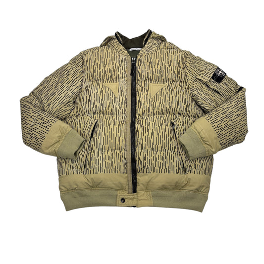 Stone Island Beige Rain Camo with Zip Away Hood Ripstop Gore Tex Down Jacket