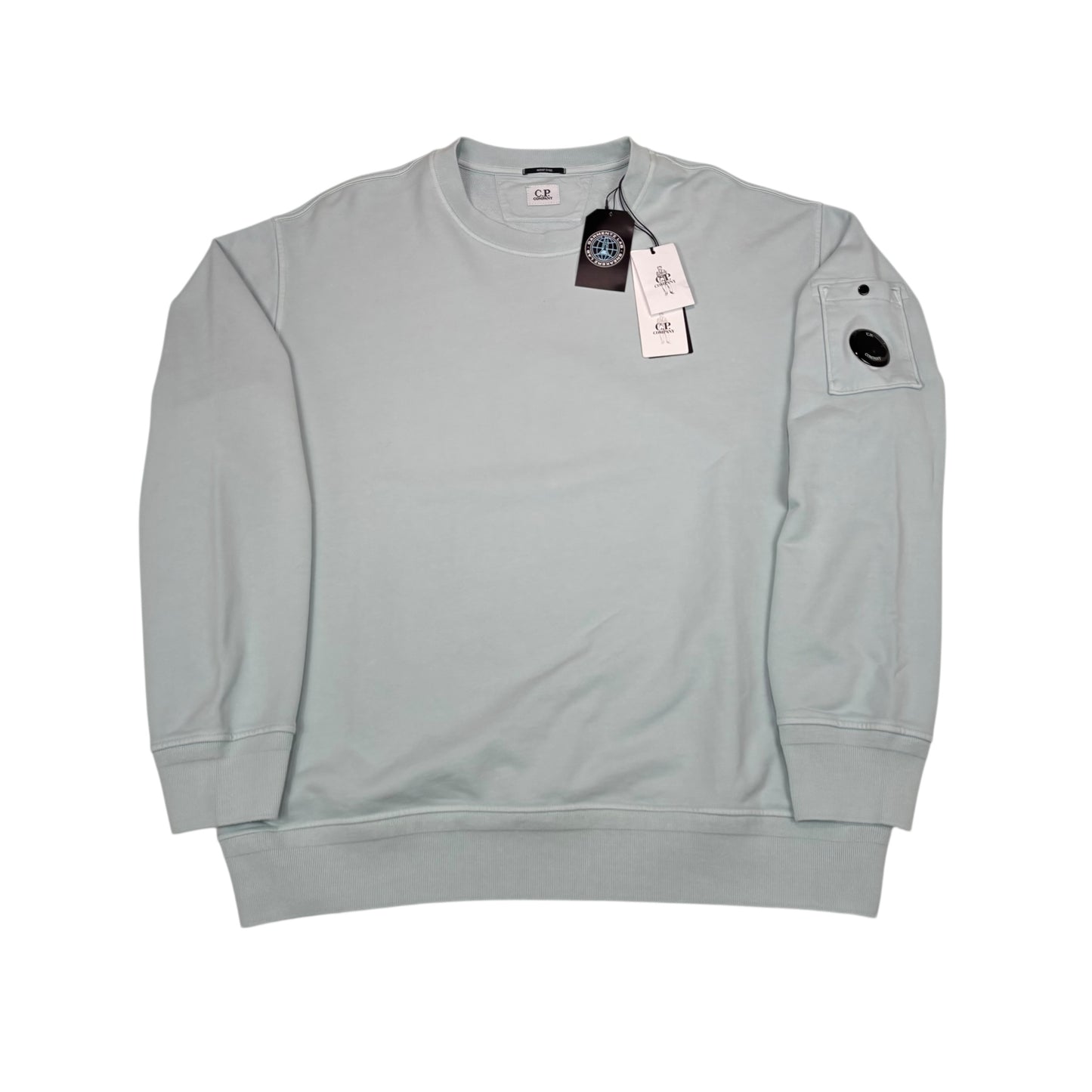 CP Company Baby Blue Sigble Goggle Diagonal Fleece Crewneck Jumper