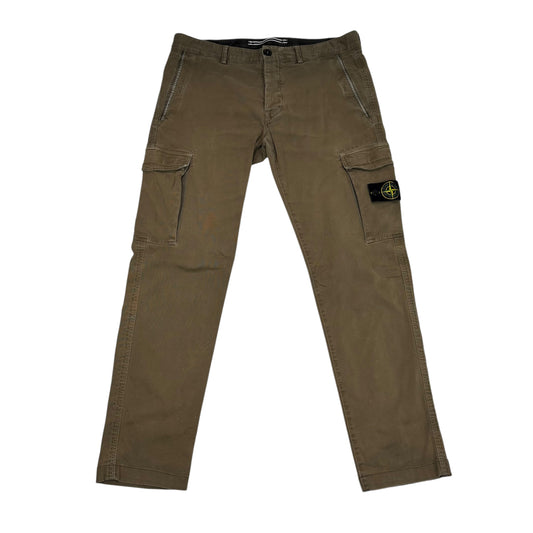 Stone Island Khaki Green Brushed Cotton Cargos