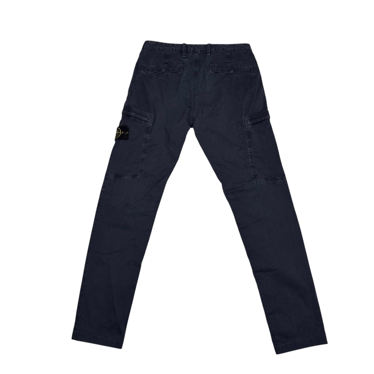 Stone Island Navy Blue Zip-Pockets Brushed Cotton Cargo Trousers