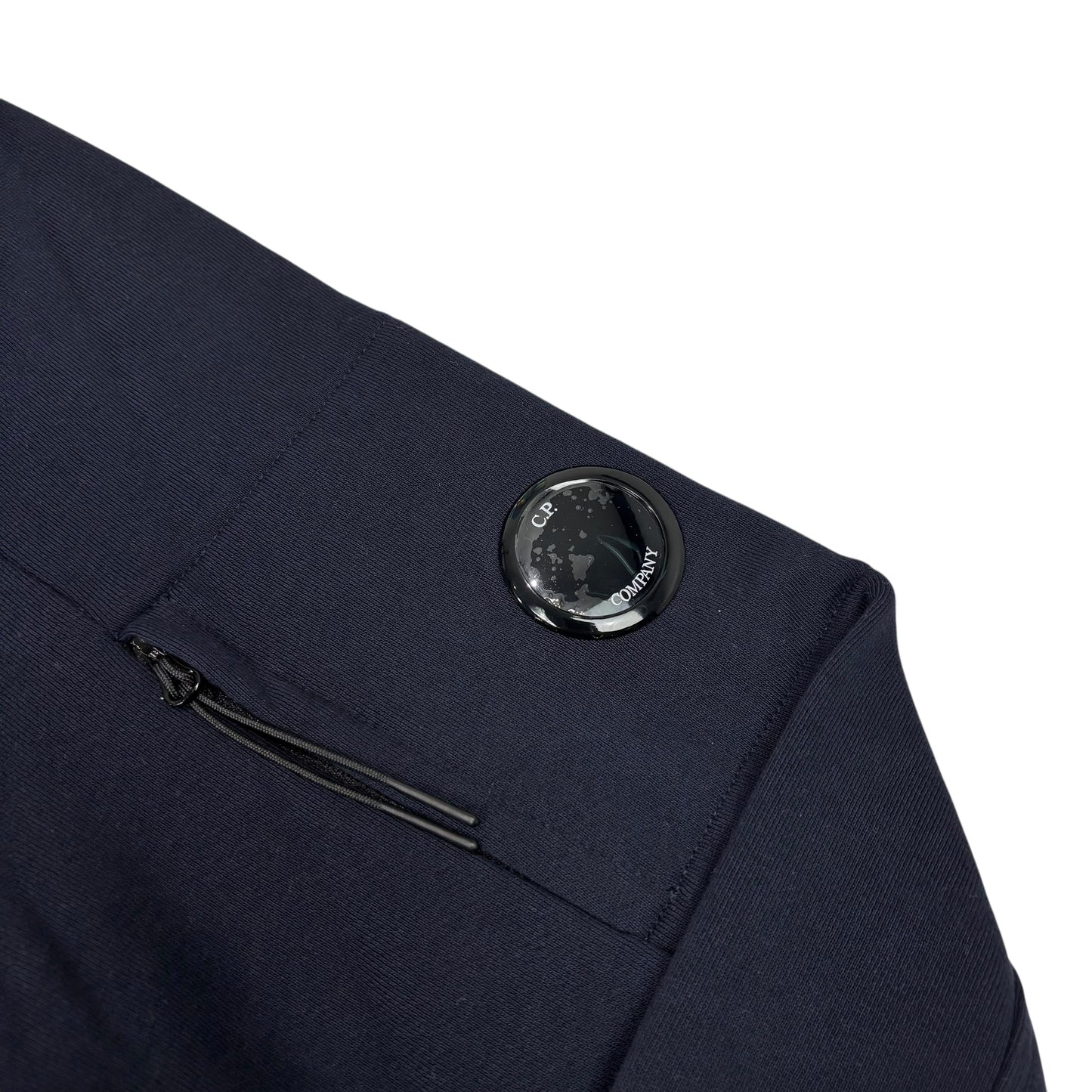 CP Company Navy Blue Single Goggle Diagonal Fleece Hoodie