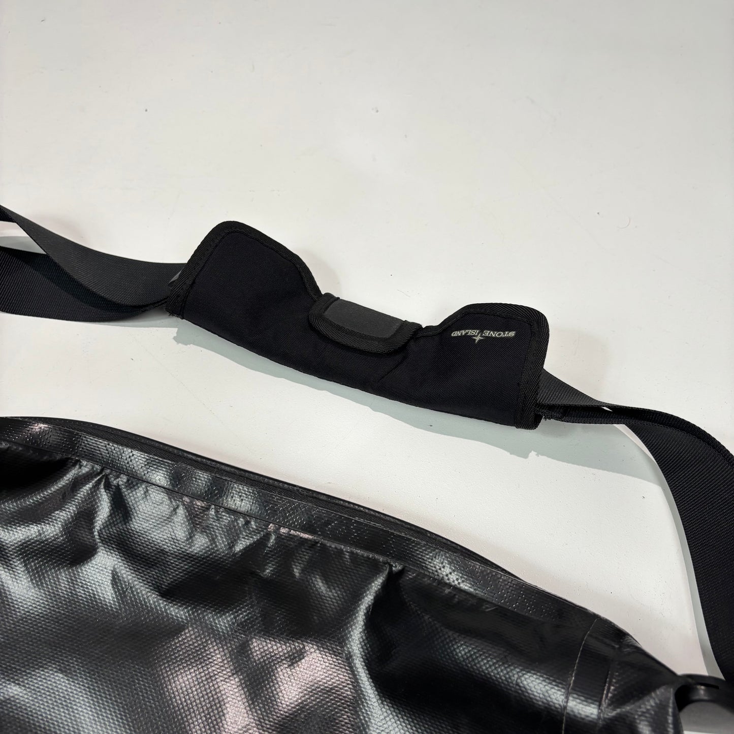 Stone Island Black Waterproof Spell Out Logo-Print Bag