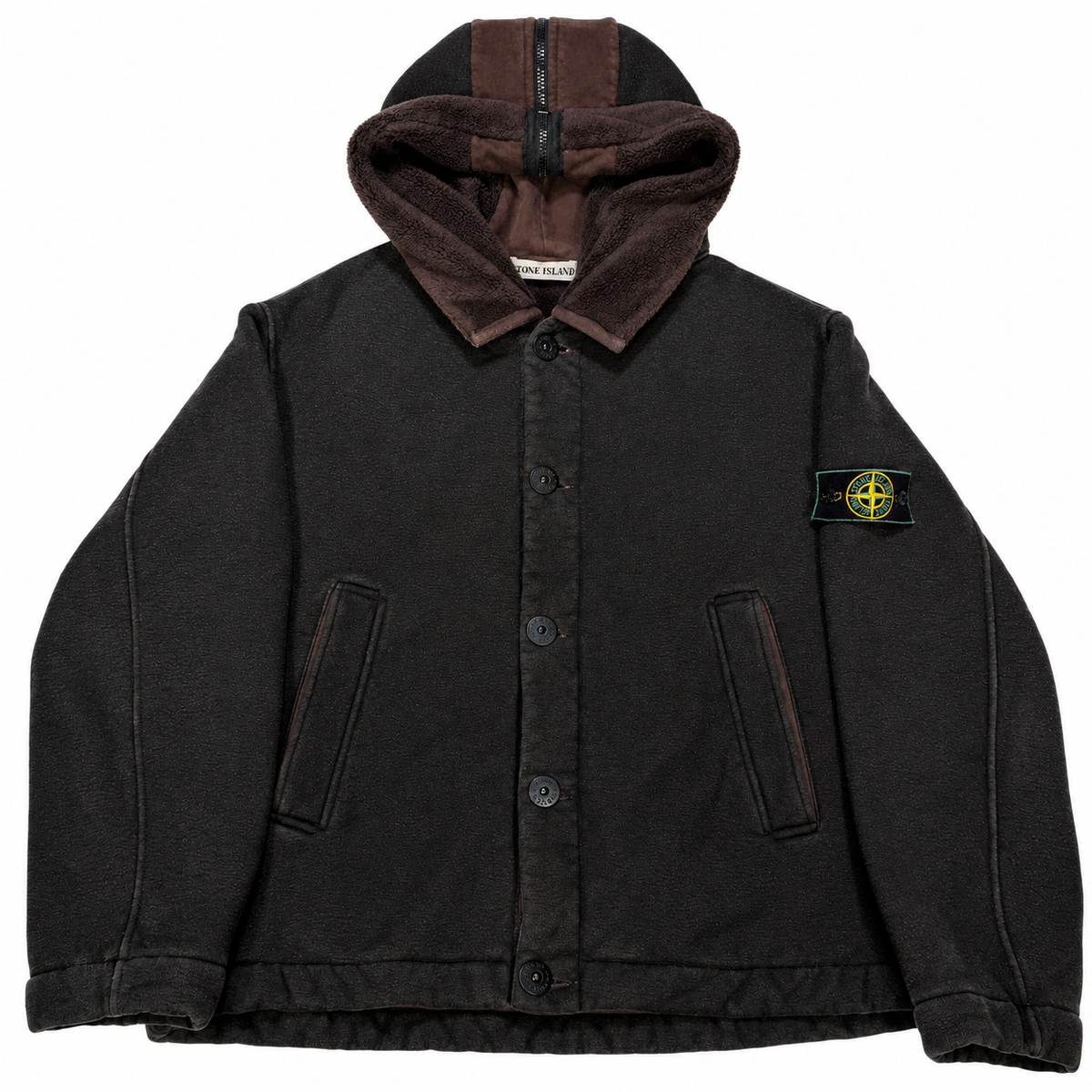 Stone island 1999 split hood fleece lined hoodie