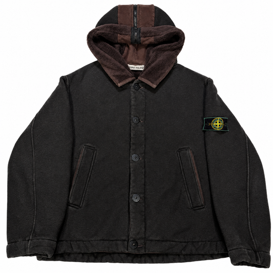 Stone island 1999 split hood fleece lined hoodie