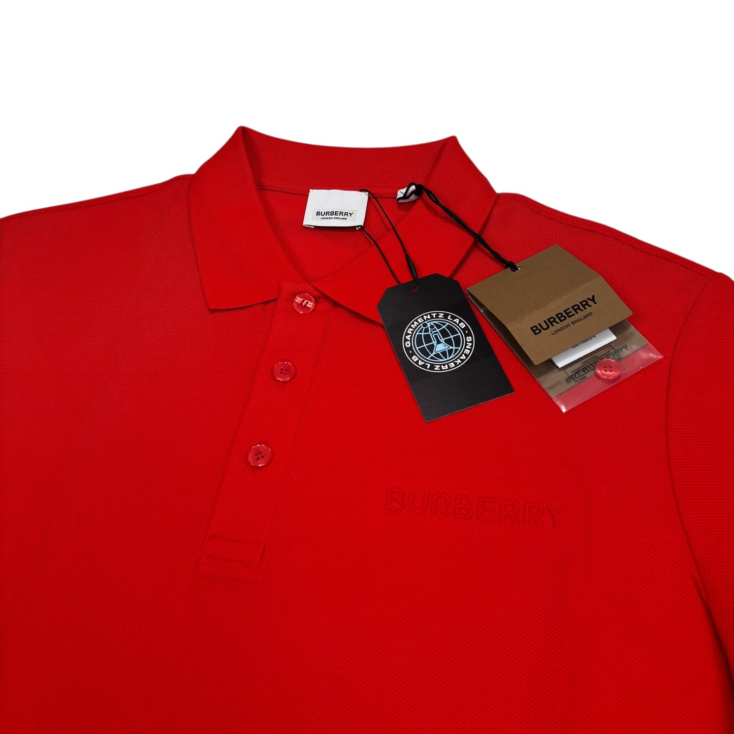 Burberry Red Logo-Embroidered Polo Shirt