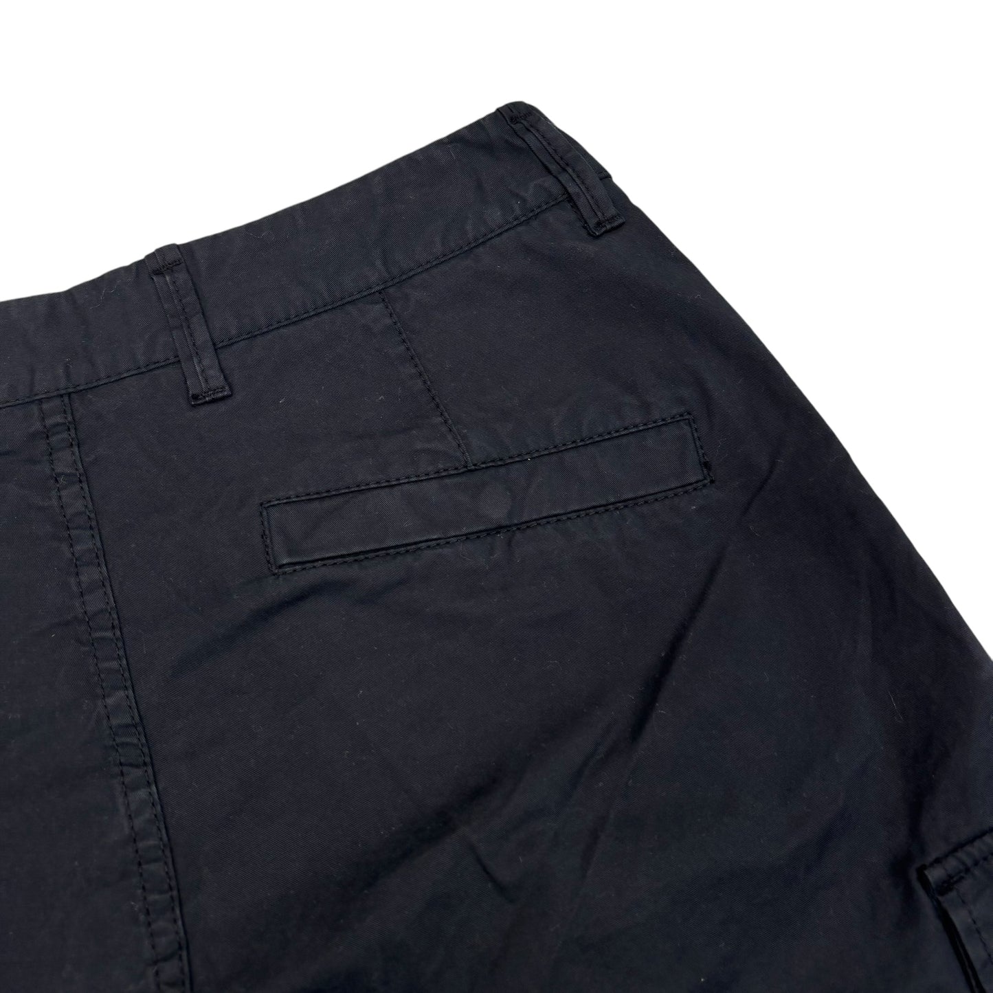 Stone Island Navy Blue Compass-Patch Pocket Detail Brushed Cotton Cargo Shorts
