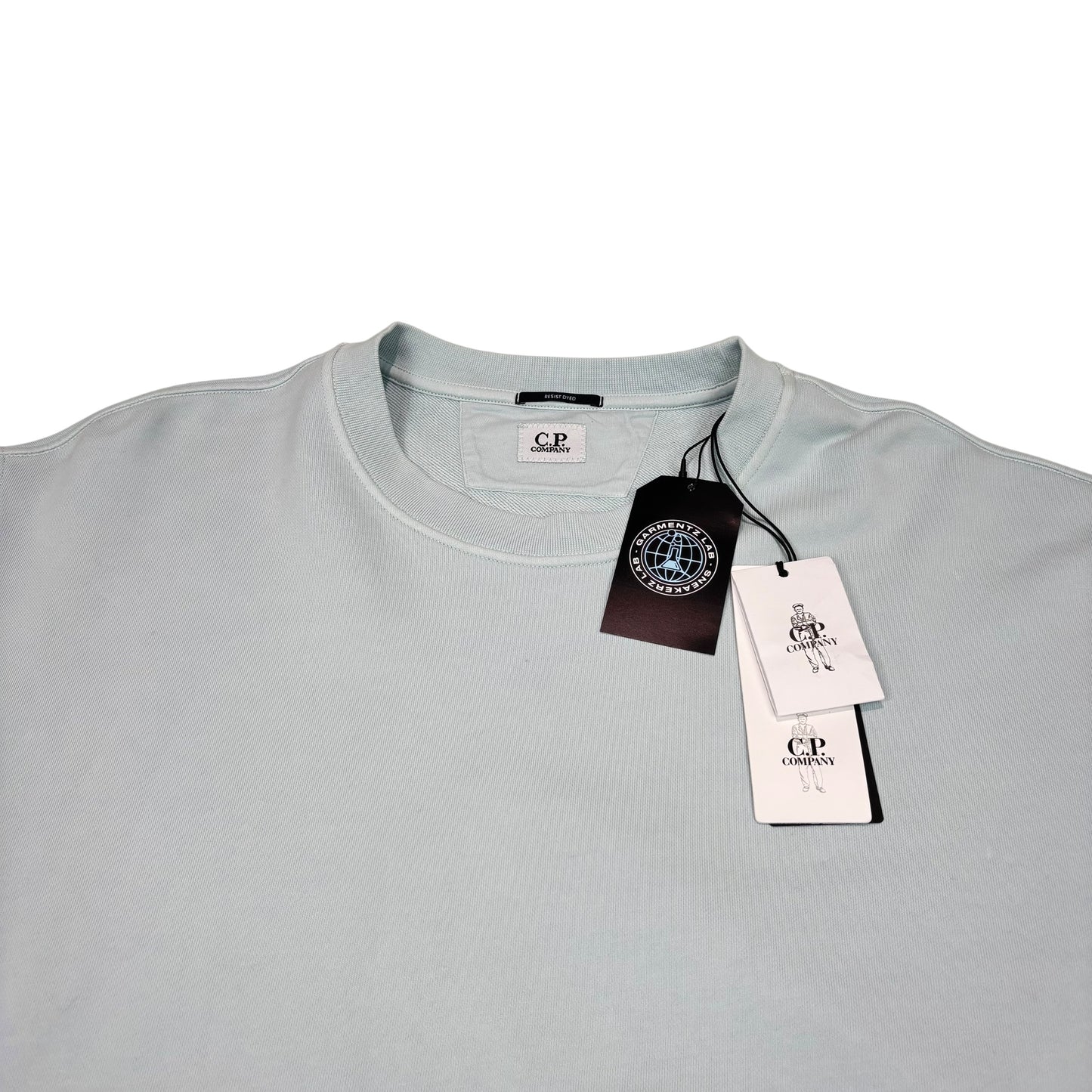 CP Company Baby Blue Sigble Goggle Diagonal Fleece Crewneck Jumper