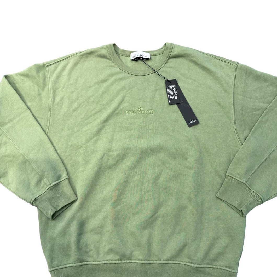 Stone Island Green Small Spell Out Crew Neck Jumper