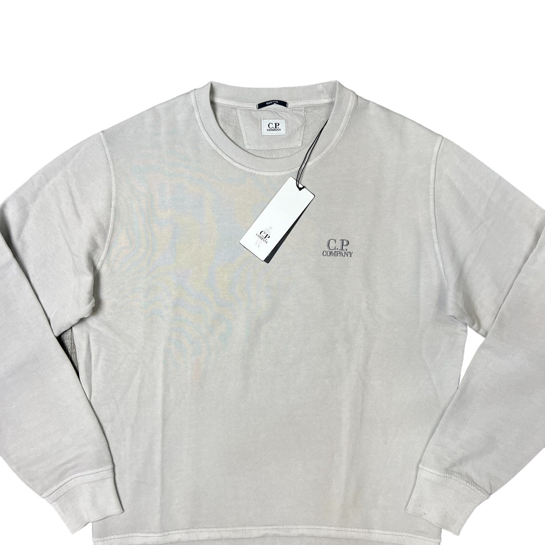 CP Company Grey Front Spell Out Crew Neck Jumper