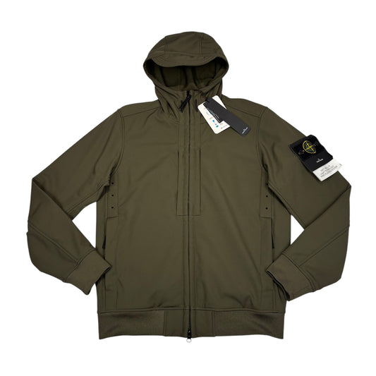 Stone Island Duck Green Soft Shell e.dye Technology in Recycled Polyester Jacket
