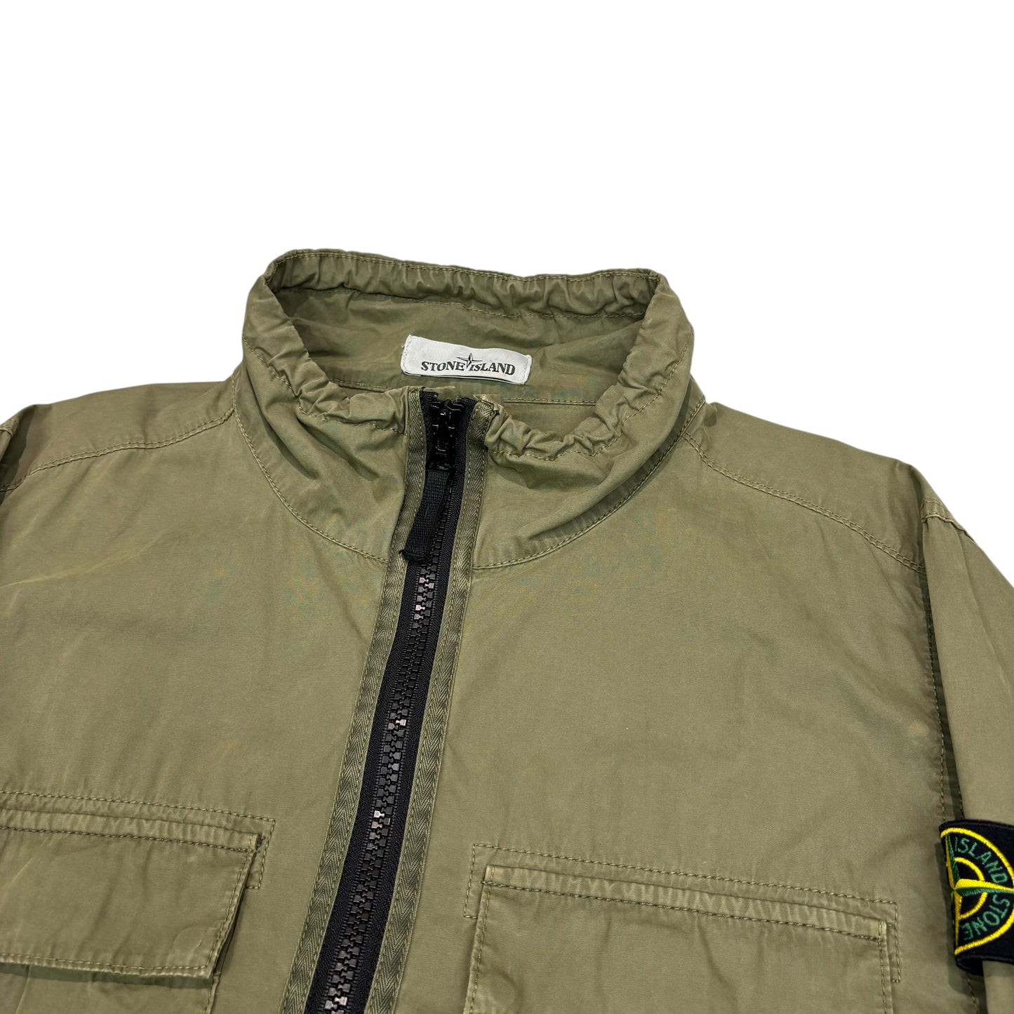 Stone Island Green Quarter Zip Compass-patch Pull Over Smock Jacket