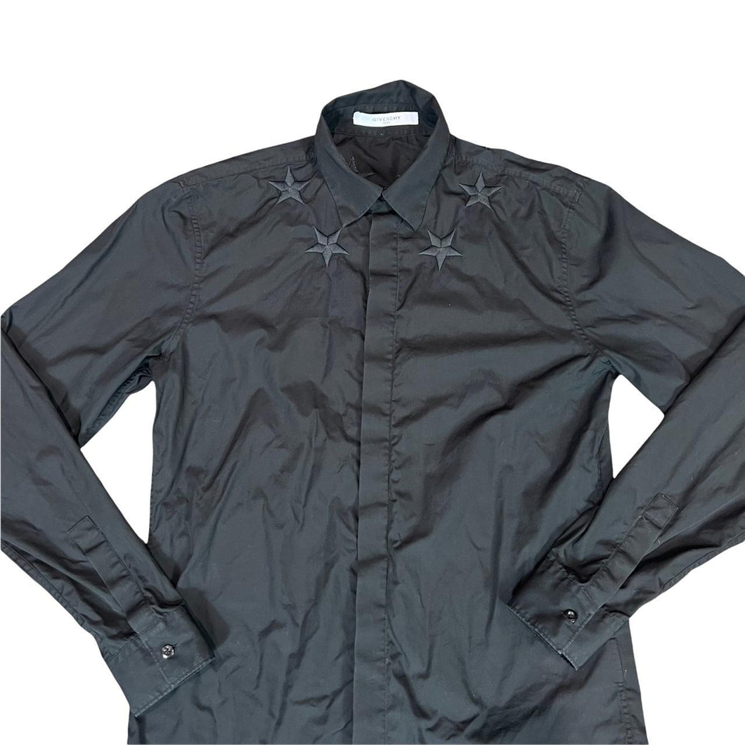 Givenchy Black Star Embroidery Button Up Shirt