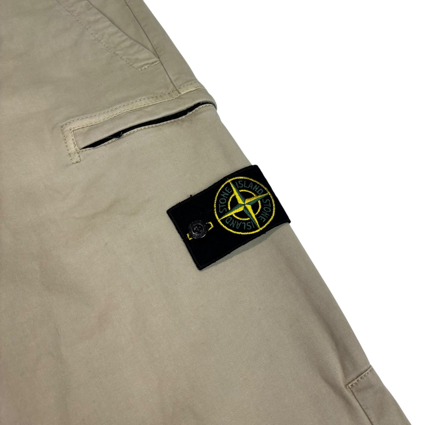 Stone Island Beige Zip-Pocket Brushed Cotton Cargo Trousers
