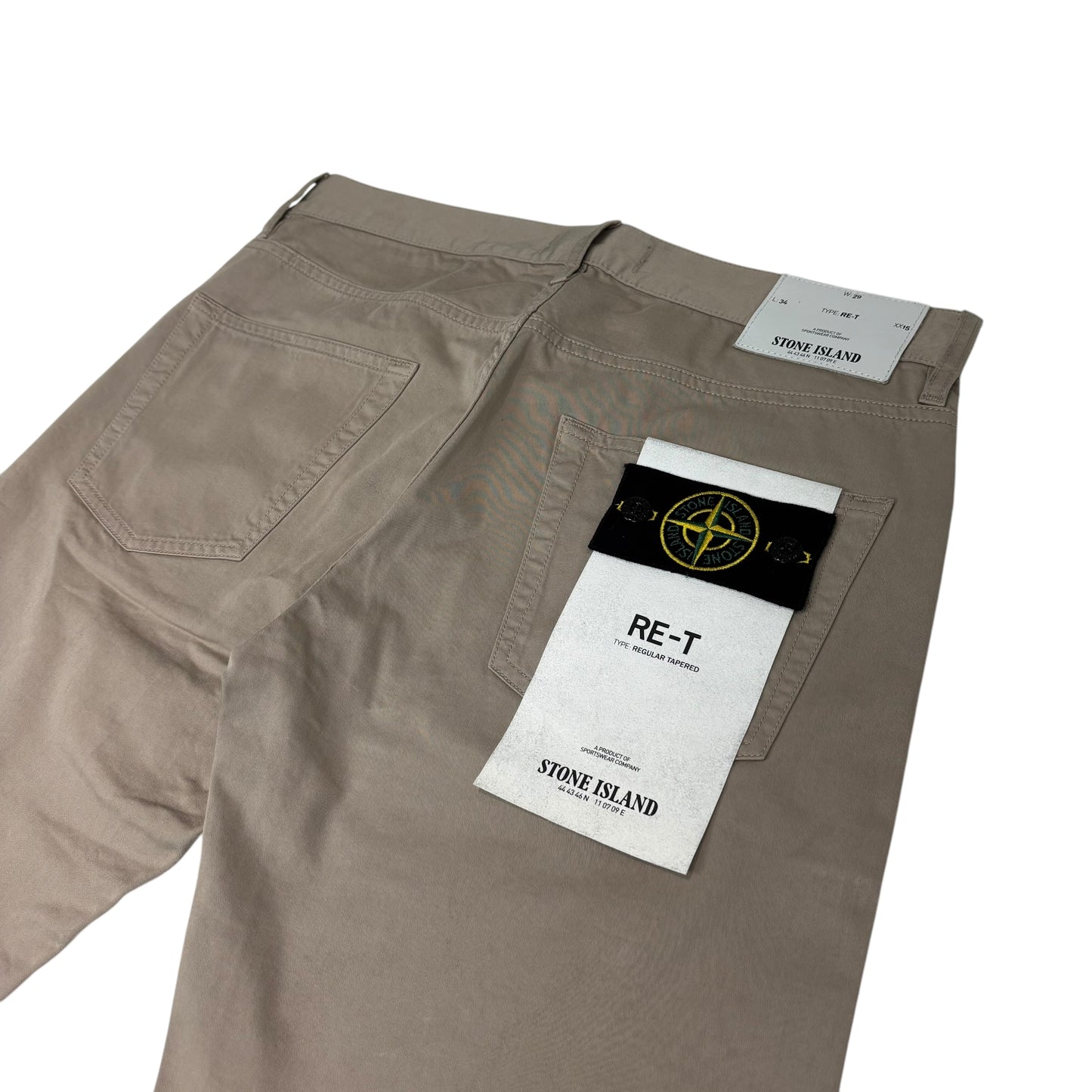 Stone Island Beige Brushed Cotton Type RE-T Compass Patch Jeans