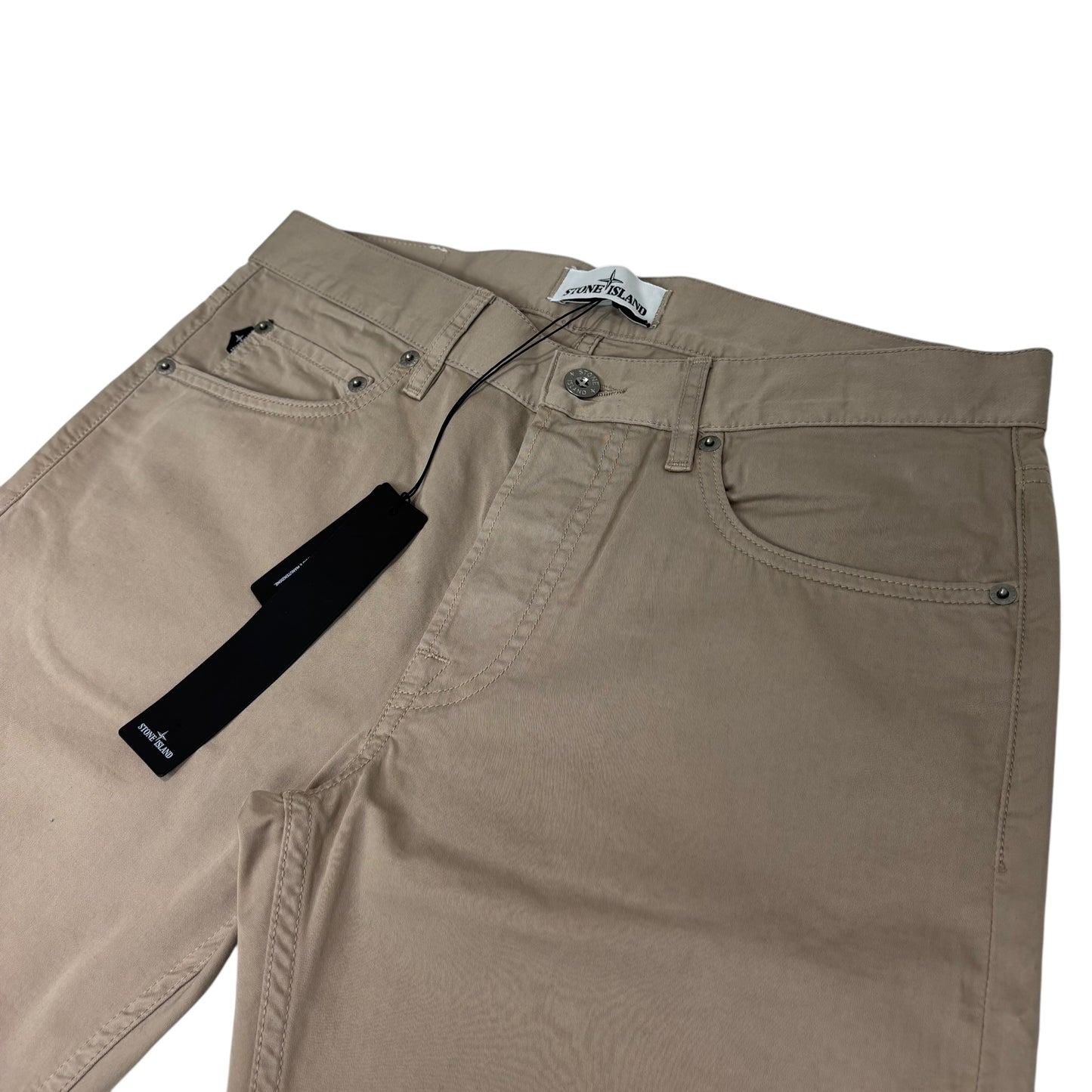 Stone Island Beige Brushed Cotton Type RE-T Compass Patch Jeans