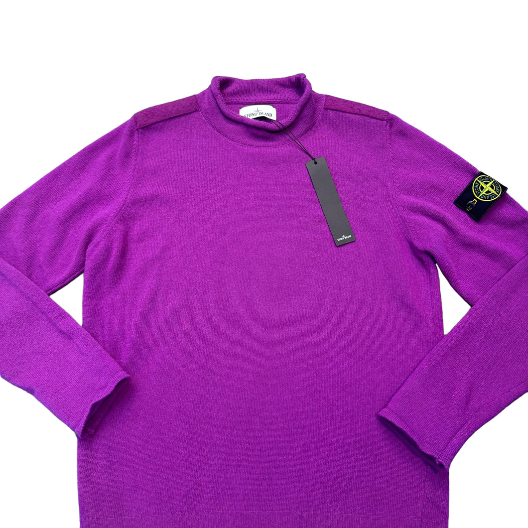 Stone Island Purple Lambswool Knitted High Neck Jumper