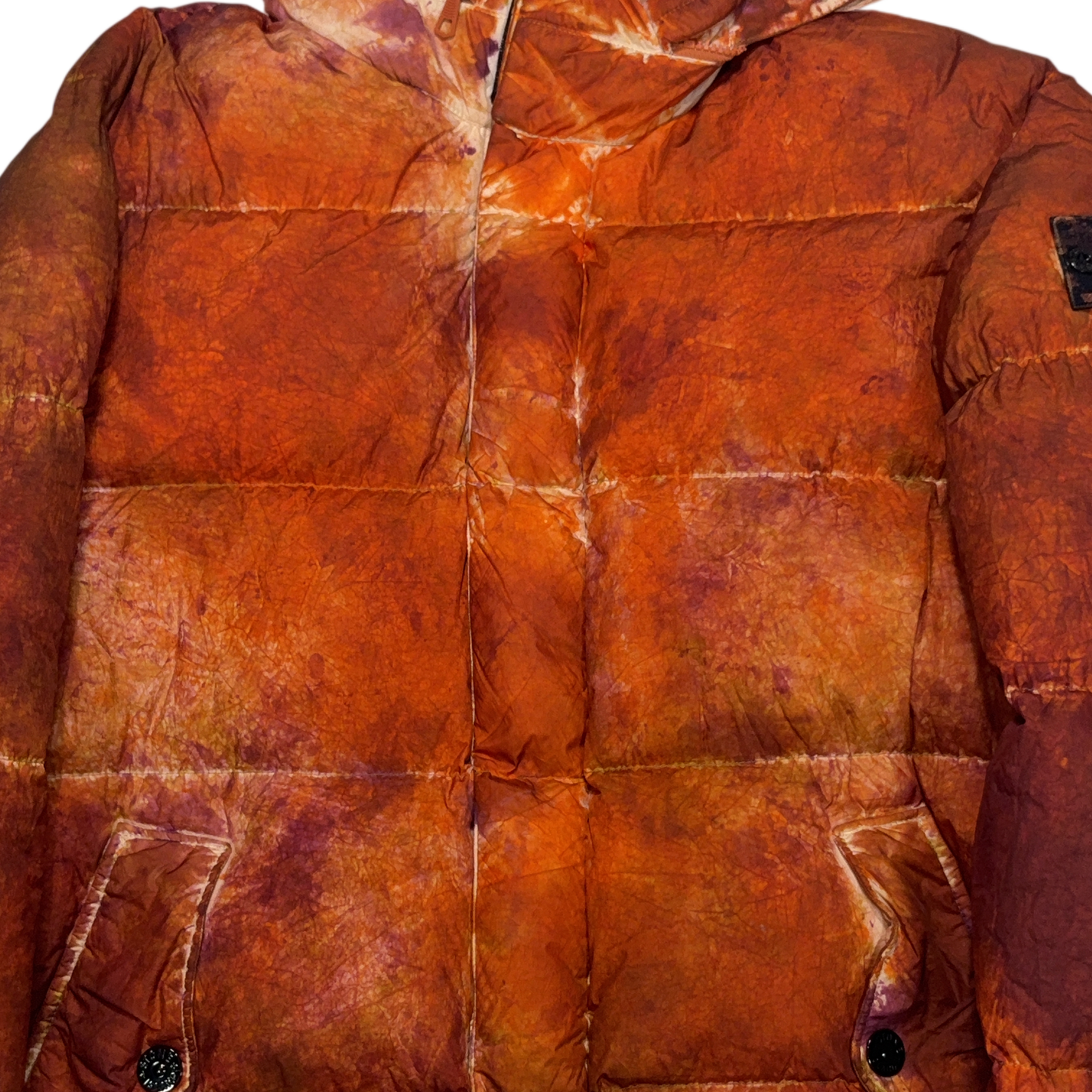 Stone Island Supreme Paintball Camouflage Crinkle Reps NY Down - TC Orange Hooded Jacket