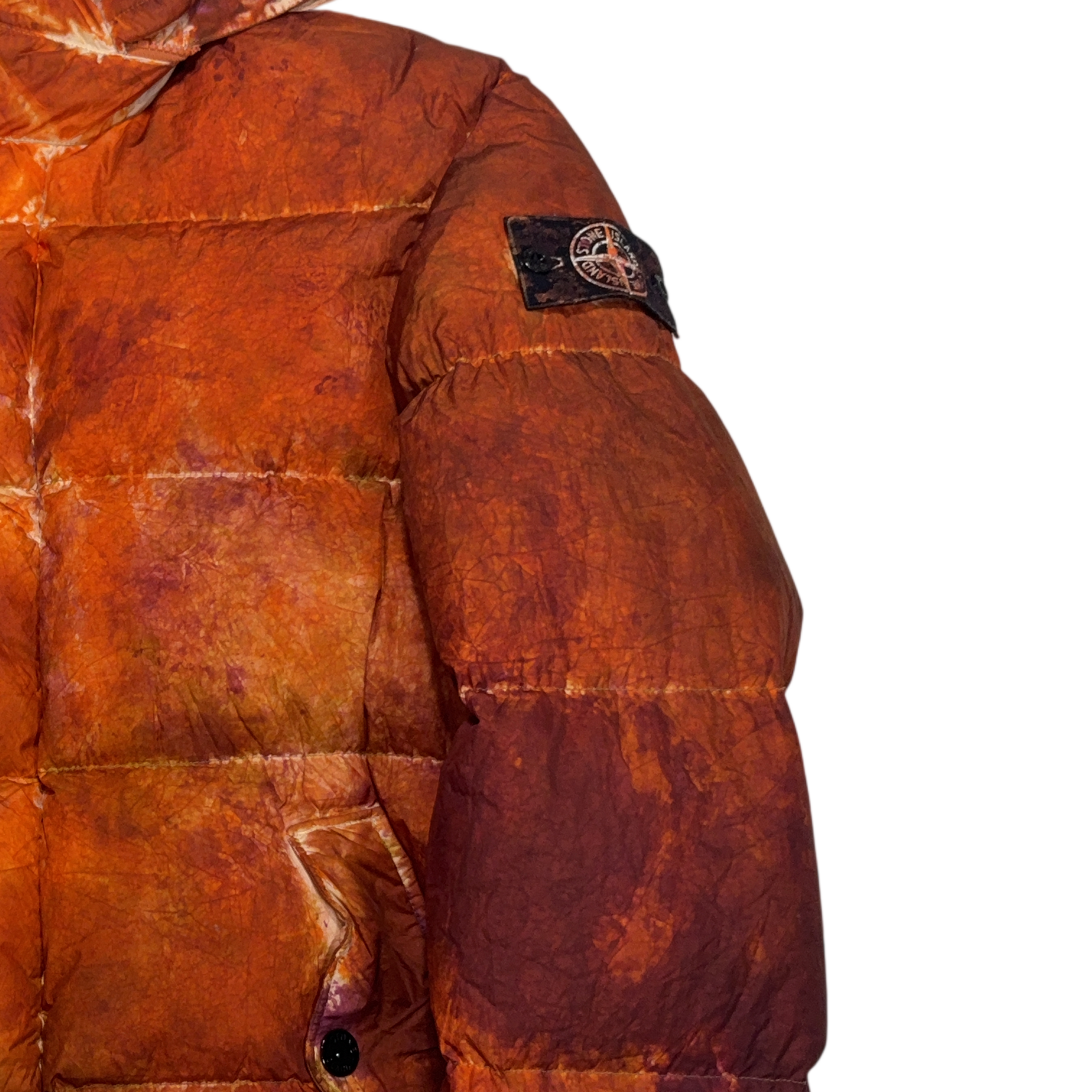 Stone Island Supreme Paintball Camouflage Crinkle Reps NY Down - TC Orange Hooded Jacket