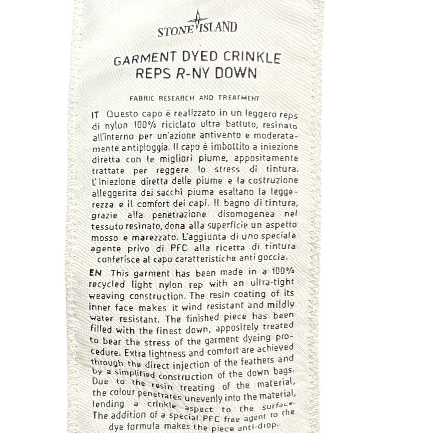 Stone Island Grey Garment Dyed Crinkle Reps R-NY Down