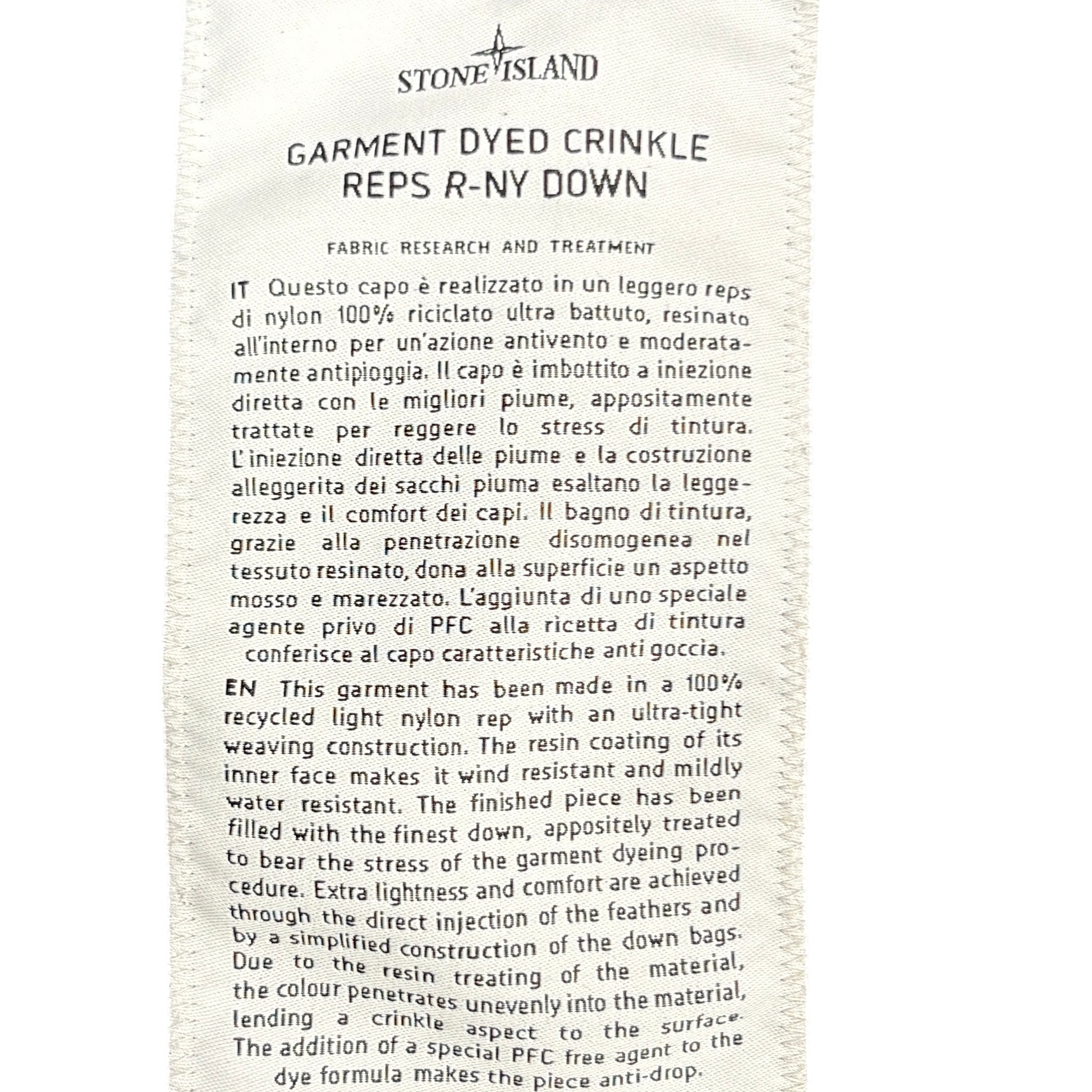 Stone Island Grey Garment Dyed Crinkle Reps R-NY Down