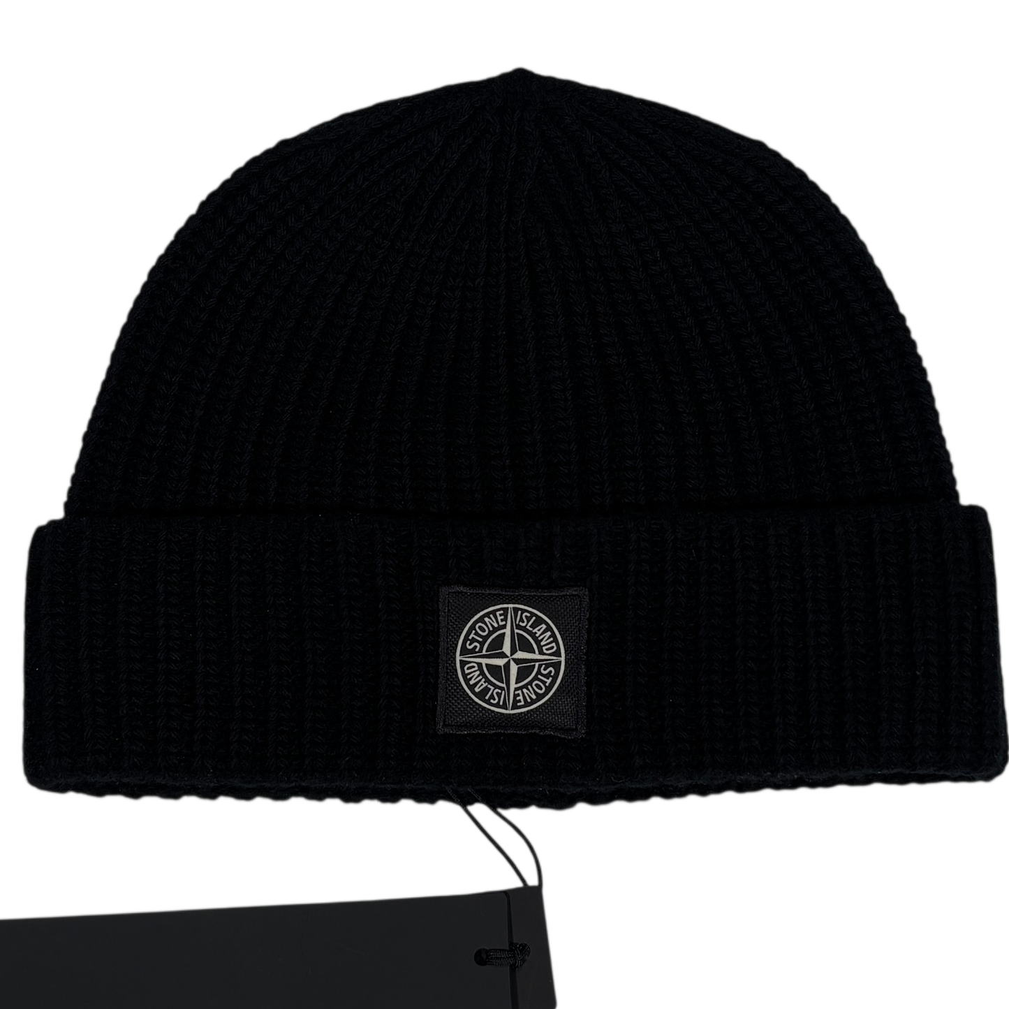 Stone Island Black Patch Logo Beanie