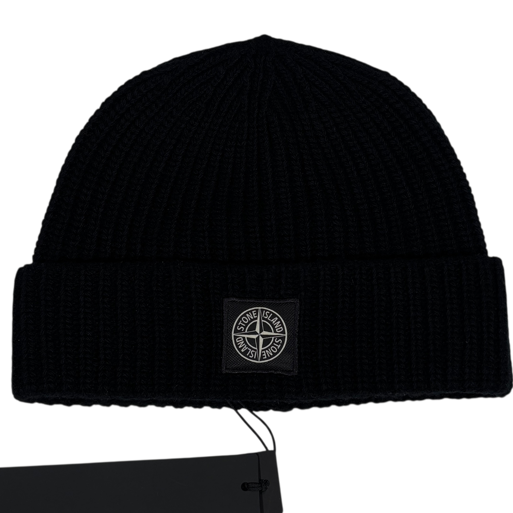 Stone Island Black Patch Logo Beanie