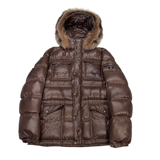 Prada Puffer WIth Fur Brown Coat