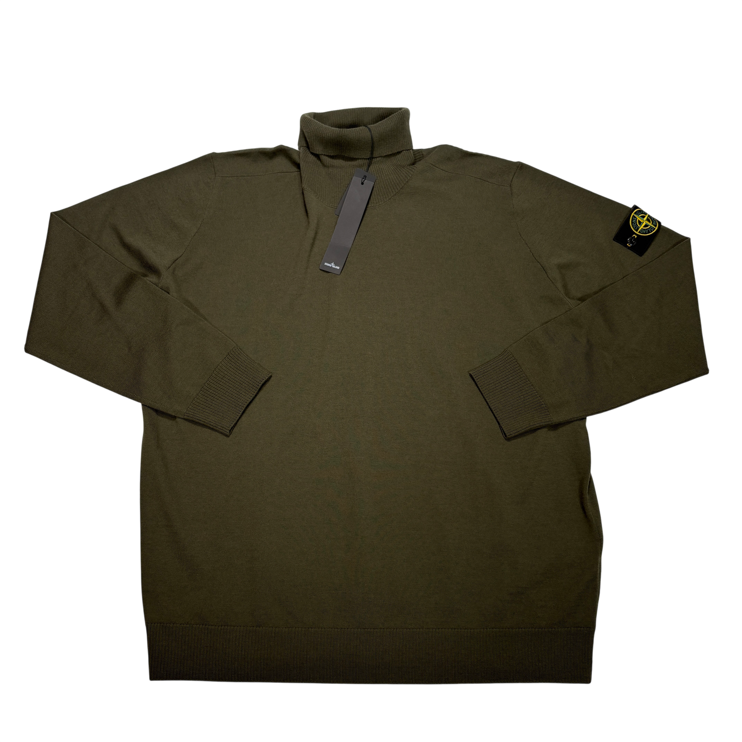 Stone Island Green Compass Patch Turtle Neck Jumper