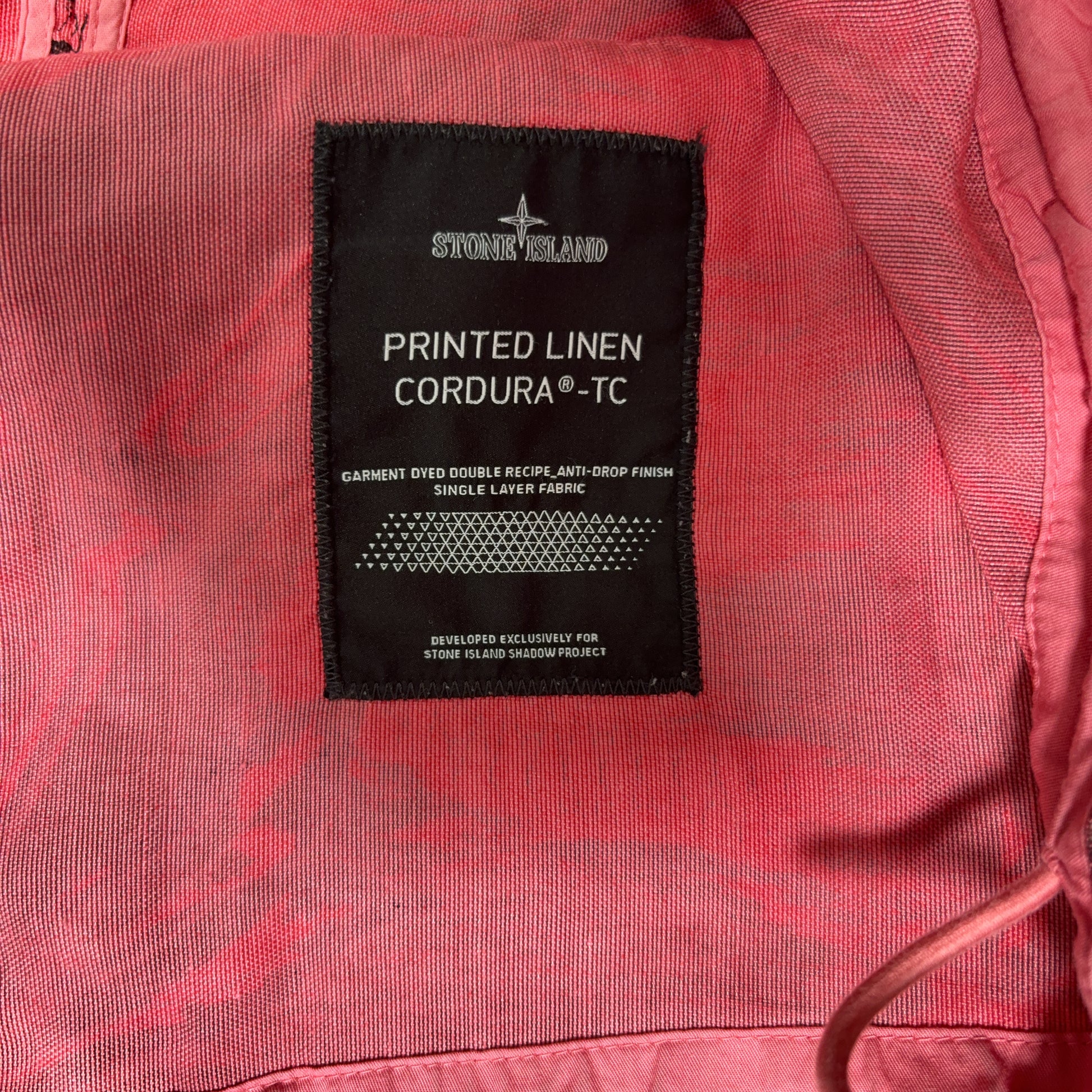 Stone Island Printed Shadow Linen Cordura - TC Pink Hooded Jacket