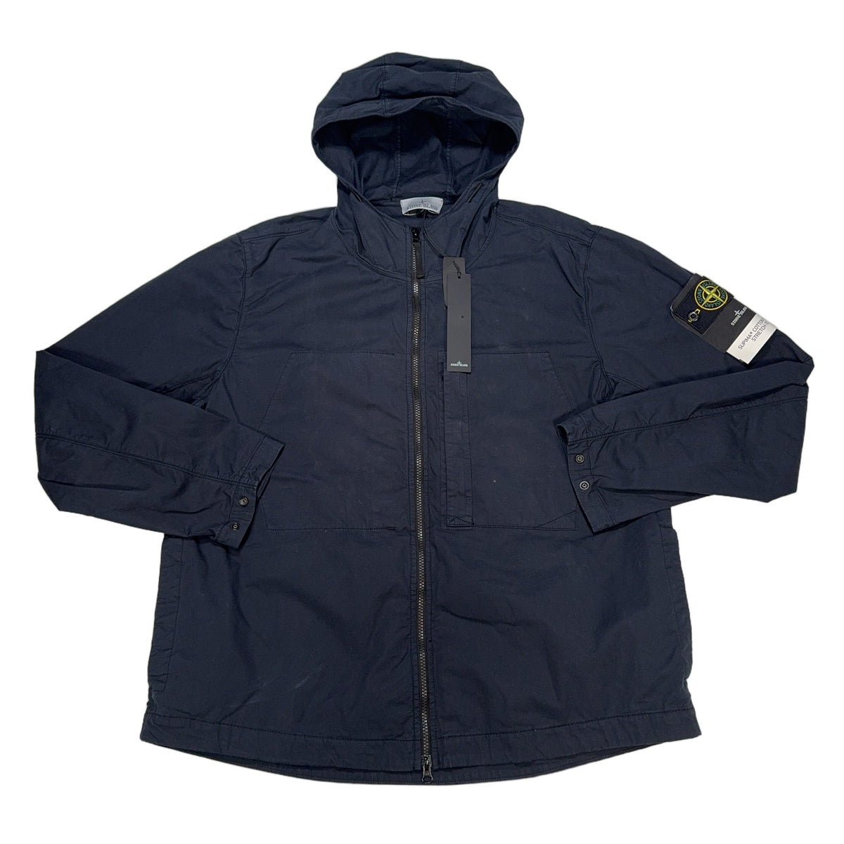 Stone Island Supima Cotton Twill Stretch-TC Hooded Jacket – Navy