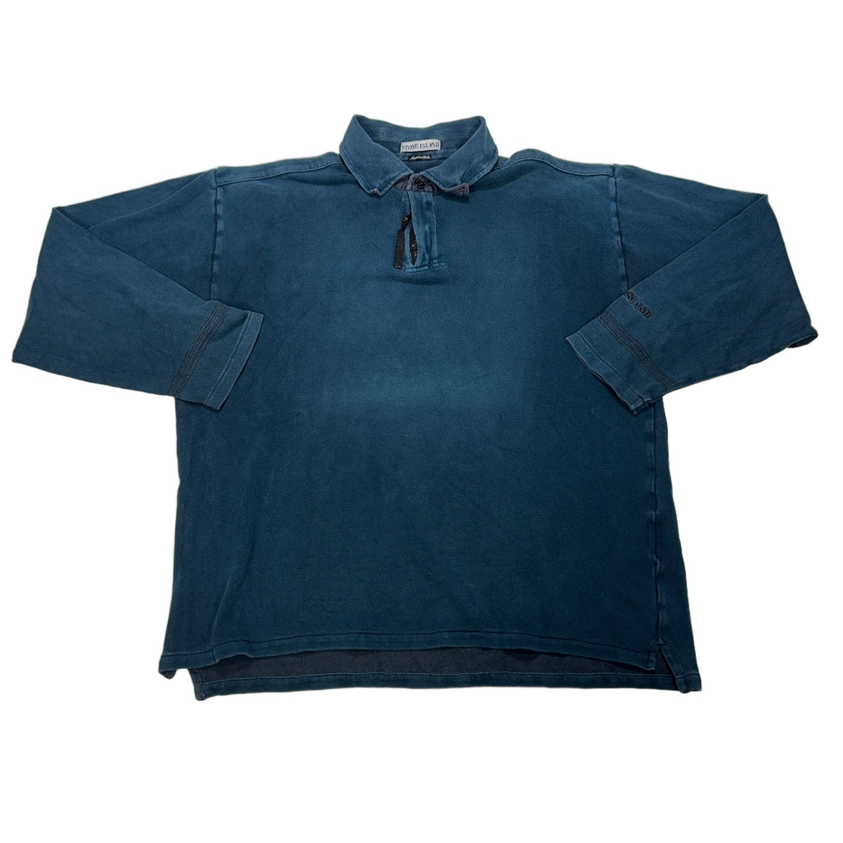 Stone Island Spell Out Long-Sleeve Polo Jumper – Blue