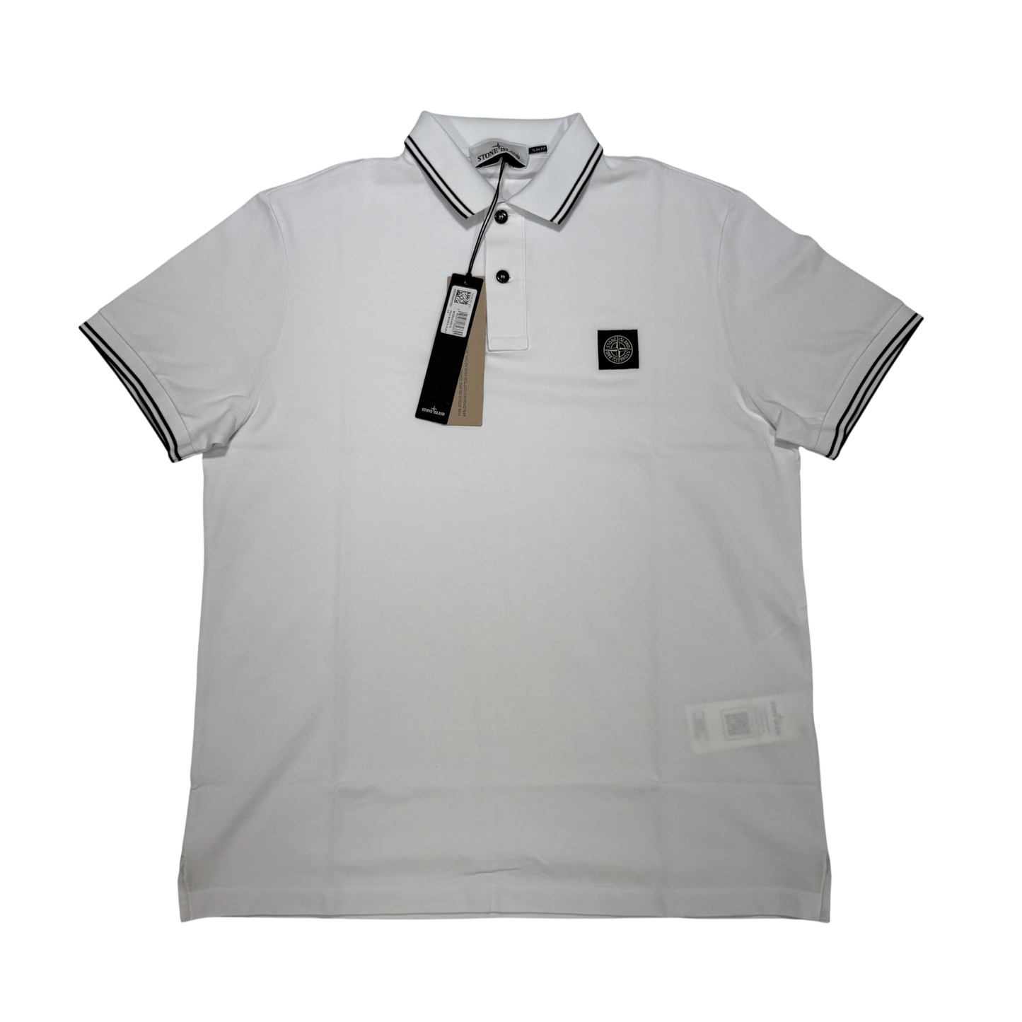 Stone Island Logo Patch White Polo Shirt