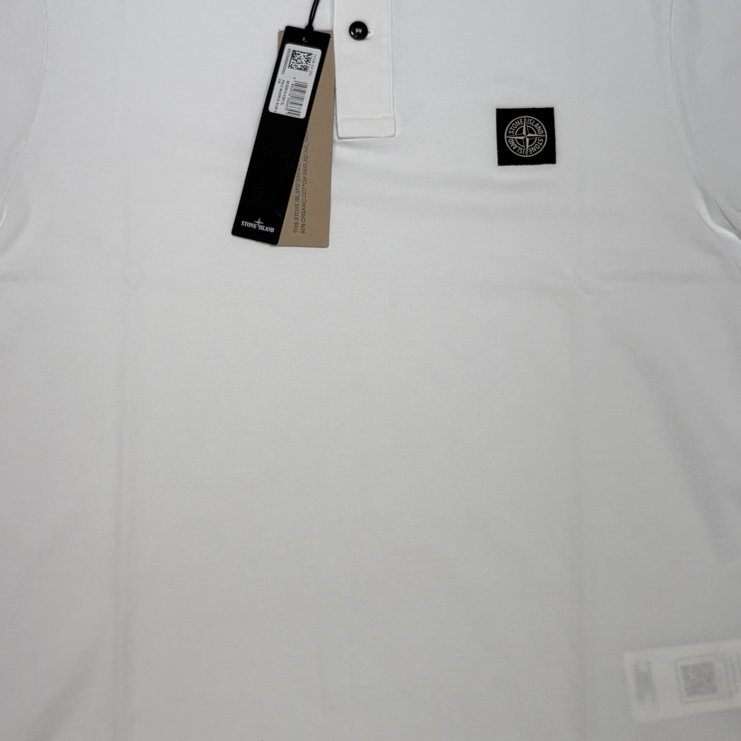 Stone Island Logo Patch White Polo Shirt