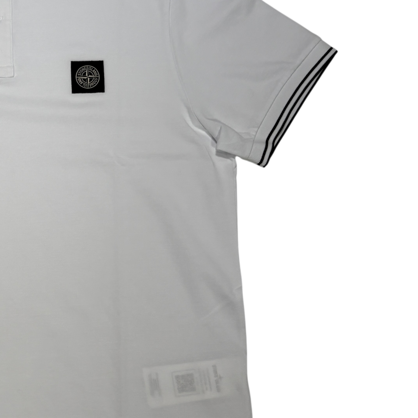 Stone Island Logo Patch White Polo Shirt