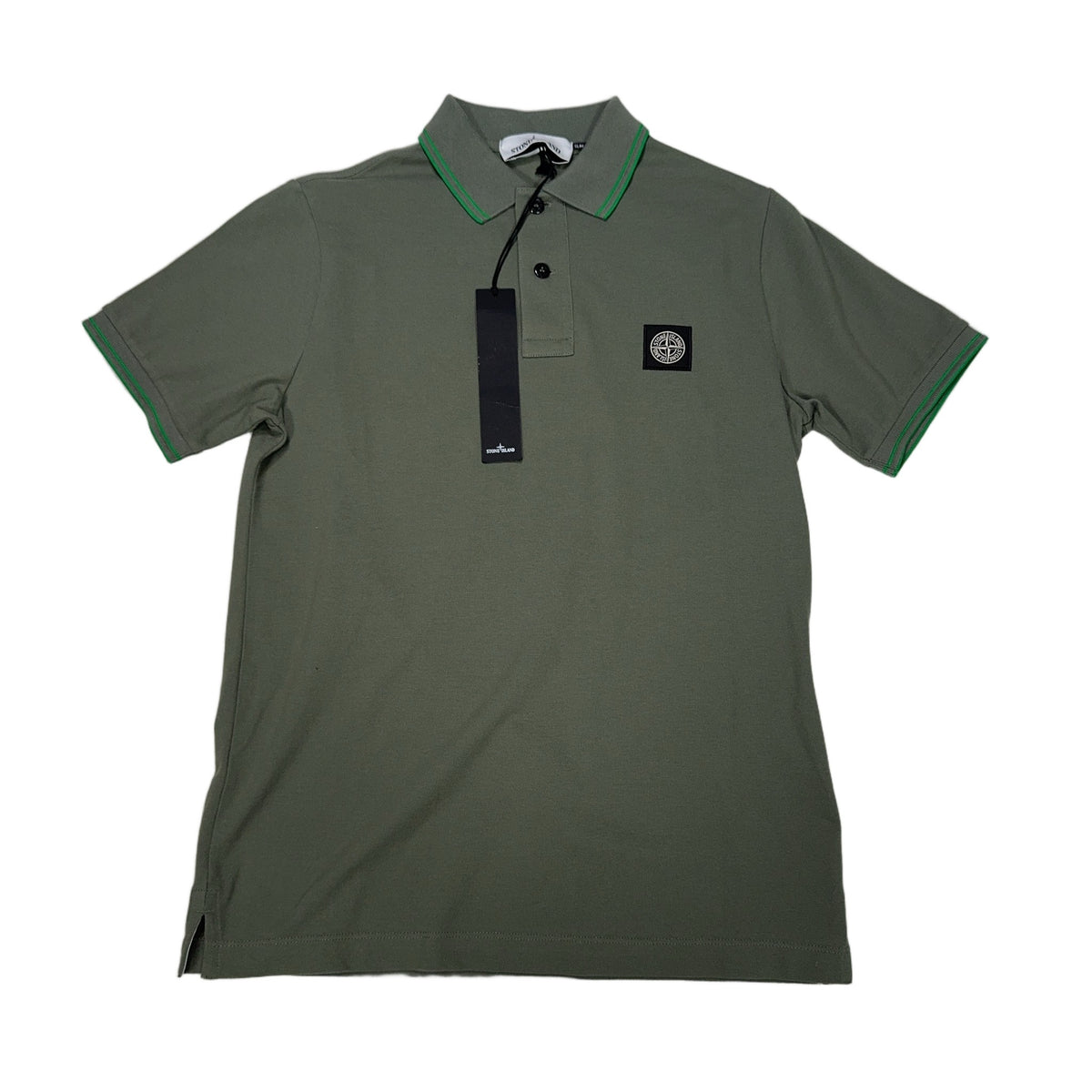 Stone Island Logo Patch Green Polo Shirt