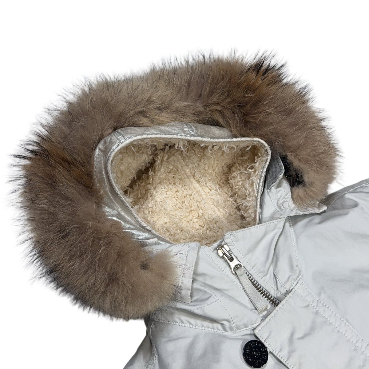 Stone Island Fur-Trim With Fur Lining Hooded Parka – Grey