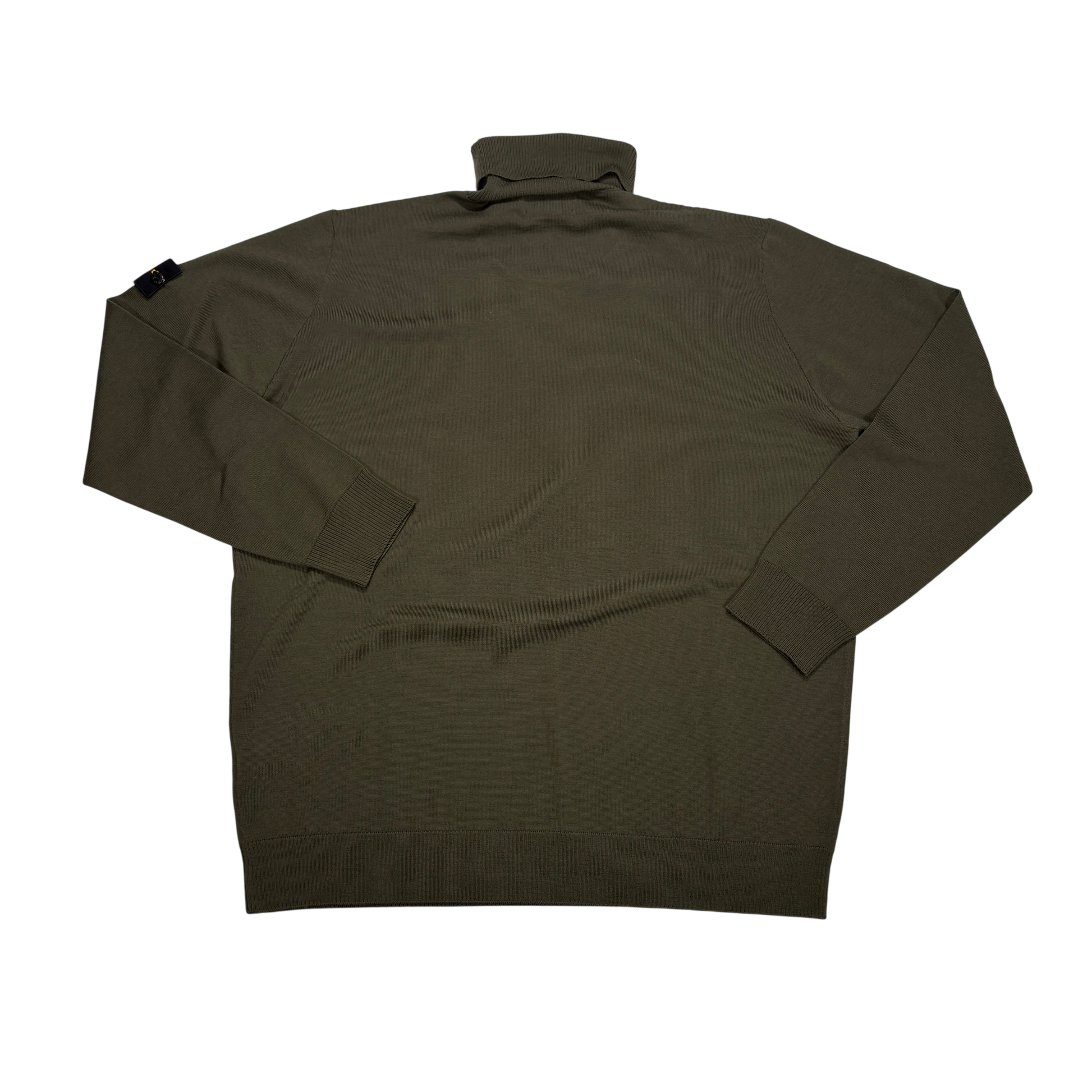 Stone Island Green Compass Patch Turtle Neck Jumper