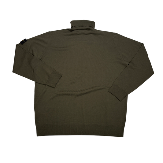Stone Island Green Compass Patch Turtle Neck Jumper