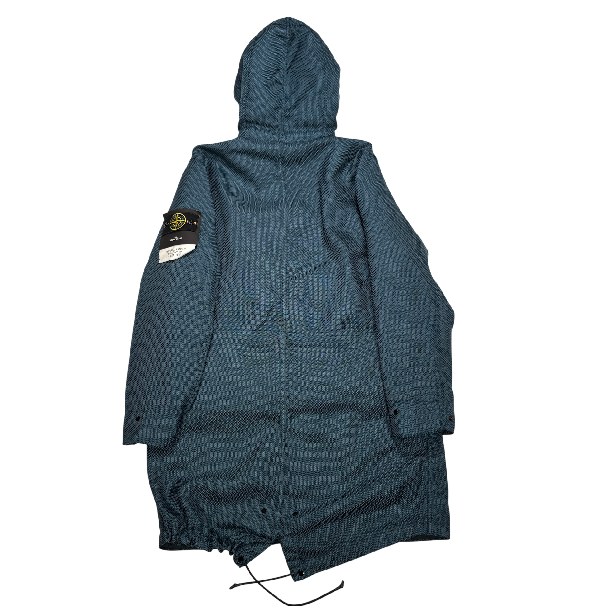 Stone Island Blue Modified Panama 6/3 HT Nylon + Leather Coat
